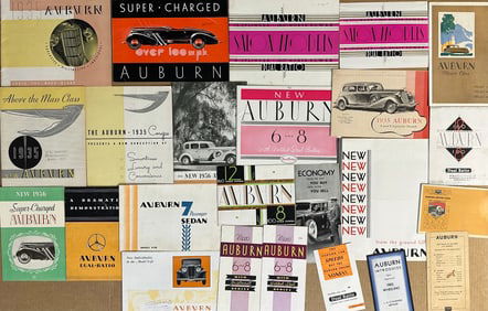 1929-1934 Auburn, 1929-1937 Cord, 1948-1950 Tucker, Phantom Corsair brochures, forty three total, vg