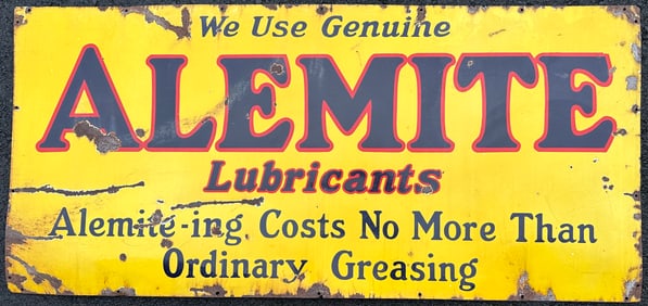 Amalie Lubricants single sided porcelain sign, in as found condition, 60 x 28