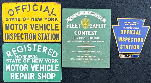 Four inspection related signs, two NY double sided, 24 x 36 each, PA double sided, 24 x 24, Fleet