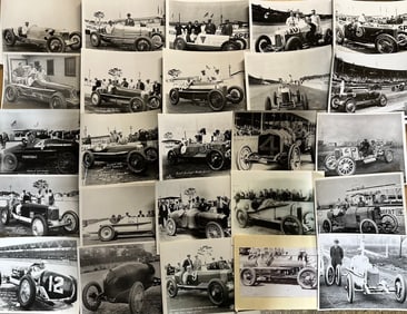 100 teens - 1920’s, 8 x 10 glossy photos white edge border, most are Indy 500 Speedway issued,
