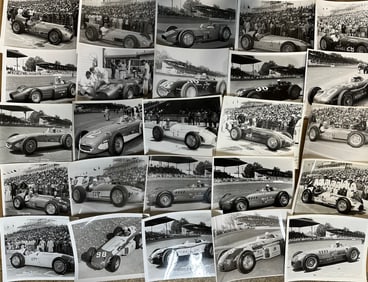 100 1950s, ‘60s, ‘70s, 8 x 10 glossy photos white edge border, most are Indy 500 Speedway