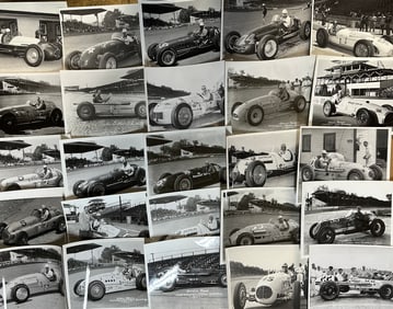 100 1940’s early 1950’s, 8 x 10 glossy photos white edge border, most are Indy 500 Speedway
