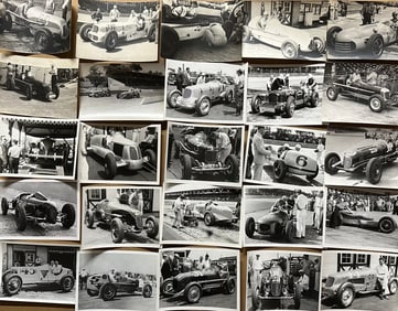 100 race photos, various studios, 5 x 7 each, many captioned on back,1930’s - early 1950’s, ex