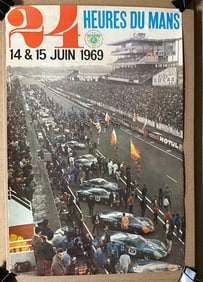 1969 LeMans 24 Hour race poster (note small defect shown in photo), 24 x 15.5, can be rolled to ship