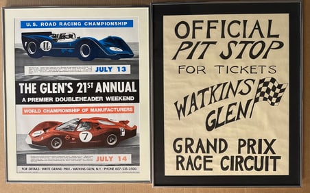 Watkins Glen posters - printed B & W (this poster was displayed at various early 1950’s locations)