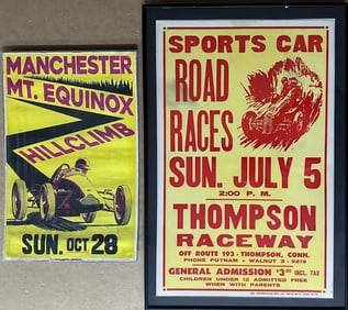 Two New England area posters , ca 1950’s - MT Equinox, NH Hill Climb, Globe Poster, Baltimore MD,