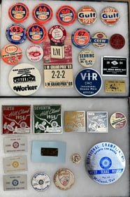 Collection of participant and crew badges, 1950’s-1960’s,various tracks, Sebring, Cumberland MD,