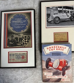 1936 - 1937 Vanderbilt Race items - program, small poster, two tickets, photo, vg condition