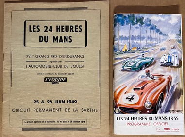 1955 LeMans program, 5.5 x 9.5, 150 pgs and 1949 Rules and Regulations, 8.5 x 10.5, 18 pgs, ex