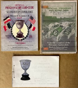 Three early Vanderbilt Cup programs - 1910 with repro cover, 1912 Milwaukee with new cover, 1905