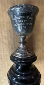 1908 Vanderbilt Cup Victory trophy on pedestal base, four inches high, commemorative for the 1908
