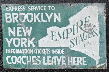 Brooklyn-New York Coach Service, painted sign, single sided, condition as shown
