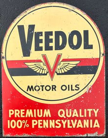 Veedol Motor Oil painted sign, double sided, 26 x 35, condition as shown