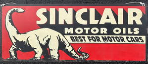 Sinclair Motor Oil painted sign, single sided, condition as shown, 16 x 41