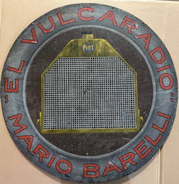 Ca 1907-12 Fiat dealer sign, original untouched patina, painted, double sided, 36 dia, TAC