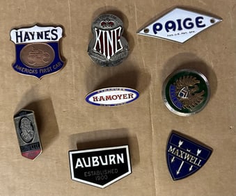 Eight original auto badges, vg to ex condition