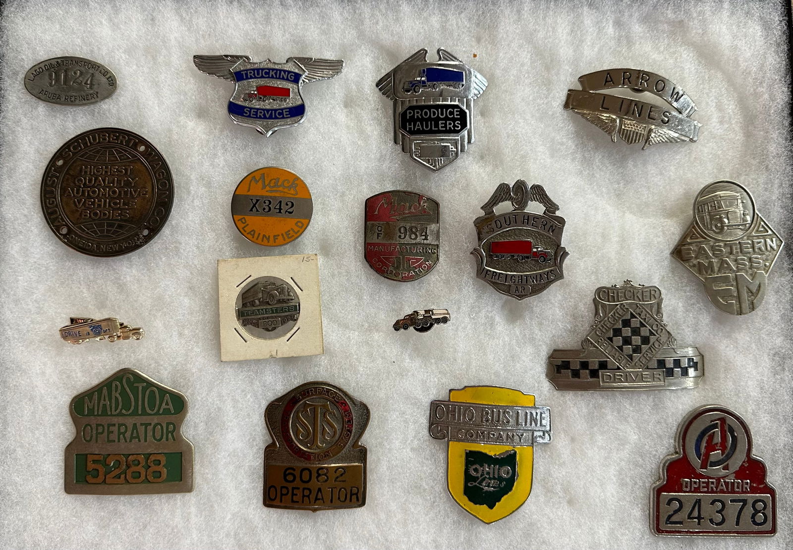 Collection of 17 bus, truck driver, occupational badges, ex condition (1 of 3)