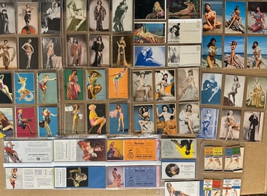 Collection of 192 pin up type amusement park vending cards, postcards, 40 blotters, and few misc, ex