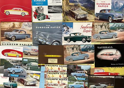 British car brochures from 1940’s - 1960’s, seventy five items, ex condition