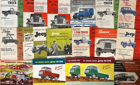 1950’s Jeep brochures, sixty seven total, ex condition