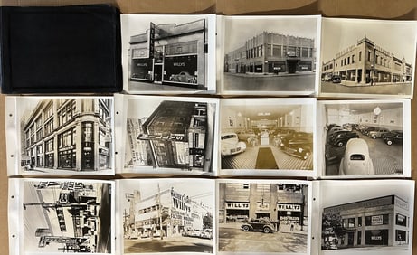 1940 Willys passenger car dealers photo album, black binder, thirty one 8 x 10 photos - Willys