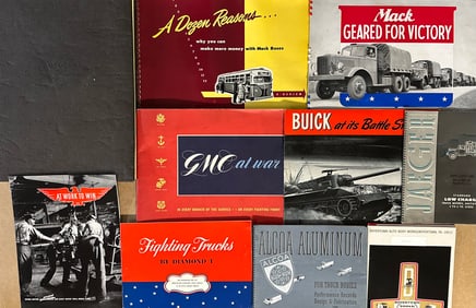 Ten World War II manufacturing, other dealer albums, car, truck, most are spiral bound, from 1941 -