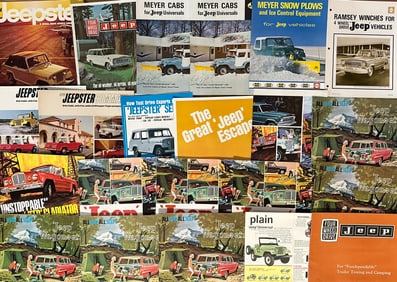 1960’s Jeep brochures - 48 large, 13 small, 5 single sheets, 60 total, exc condition