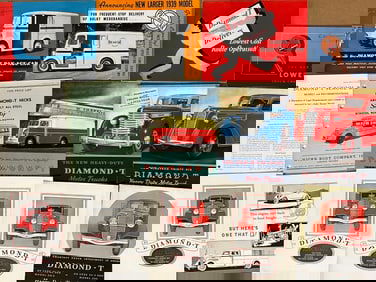 1930’s- 1950’s Diamond T truck brochures, 40 large, 38 single sheets, ex condition