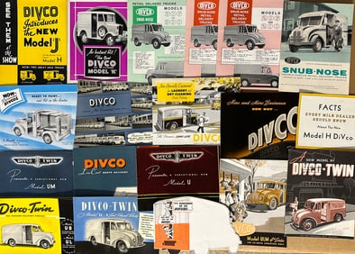 1930’s - 1960’s Divco brochures - 20 brochures, 26 single sheets, 1961 portfolio album, good to