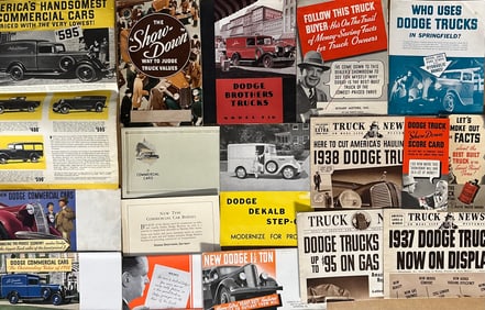 Thirty three Dodge truck brochures from 1920’s - 1930’s - twenty six GMC brochures from