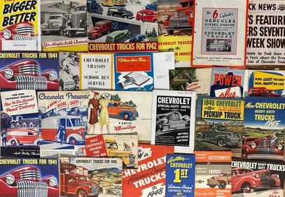 Chevrolet truck brochures from 1940 - 1954, sixty six total, ex condition