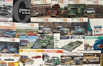 Chevrolet truck brochures from 1955 - 1961, eighty total, ex condition