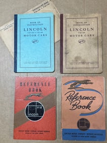 Four Lincoln Model K manuals - 1933 KB, 1934, KA, KB. 1937 K, 1939 K, some have soiling and minor