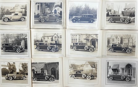 Nineteen 1932 Lincoln Model KB V 12 dealer album photos, 10 x 12 each, photos were in a binder,