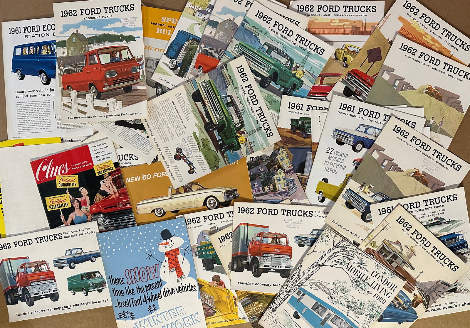 Ford truck brochures from 1957 - 1962, (105 +) total, ex condition (1 of 3)