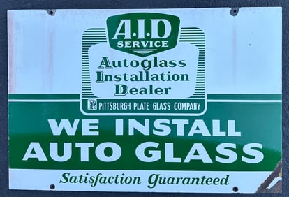 PPG Autoglass porcelain sign, double sided, condition as shown, 36 x 24