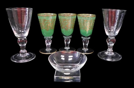 GLASS: Libbey bowl and five goblets, 19th/20th C., details include: Libbey small crystal bowl on