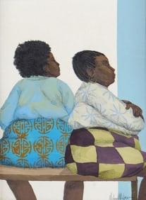 Michael A. Palmer (American, b. 1942), "Clytemnestra and Venus", c. 1970s, acrylic on canvas, two