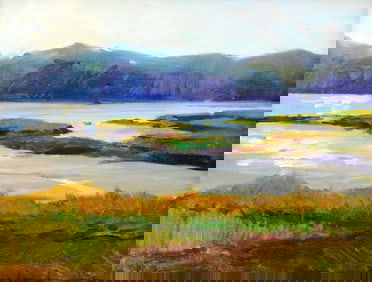 David Bareford (American, b. 1947), "Along the Marsh at Little River", oil on canvas board, matted