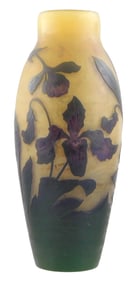 Arsall Art Nouveau cameo art glass vase, late 19th/ early 20th C., baluster form, golden ground with
