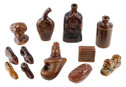 Bennington/Rockingham, etc. wares, twelve pieces, most unmarked, details include: glazed Stoneware