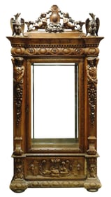 Renaissance Revival display cabinet with elaborate carved decoration, Continental, late 19th C.,