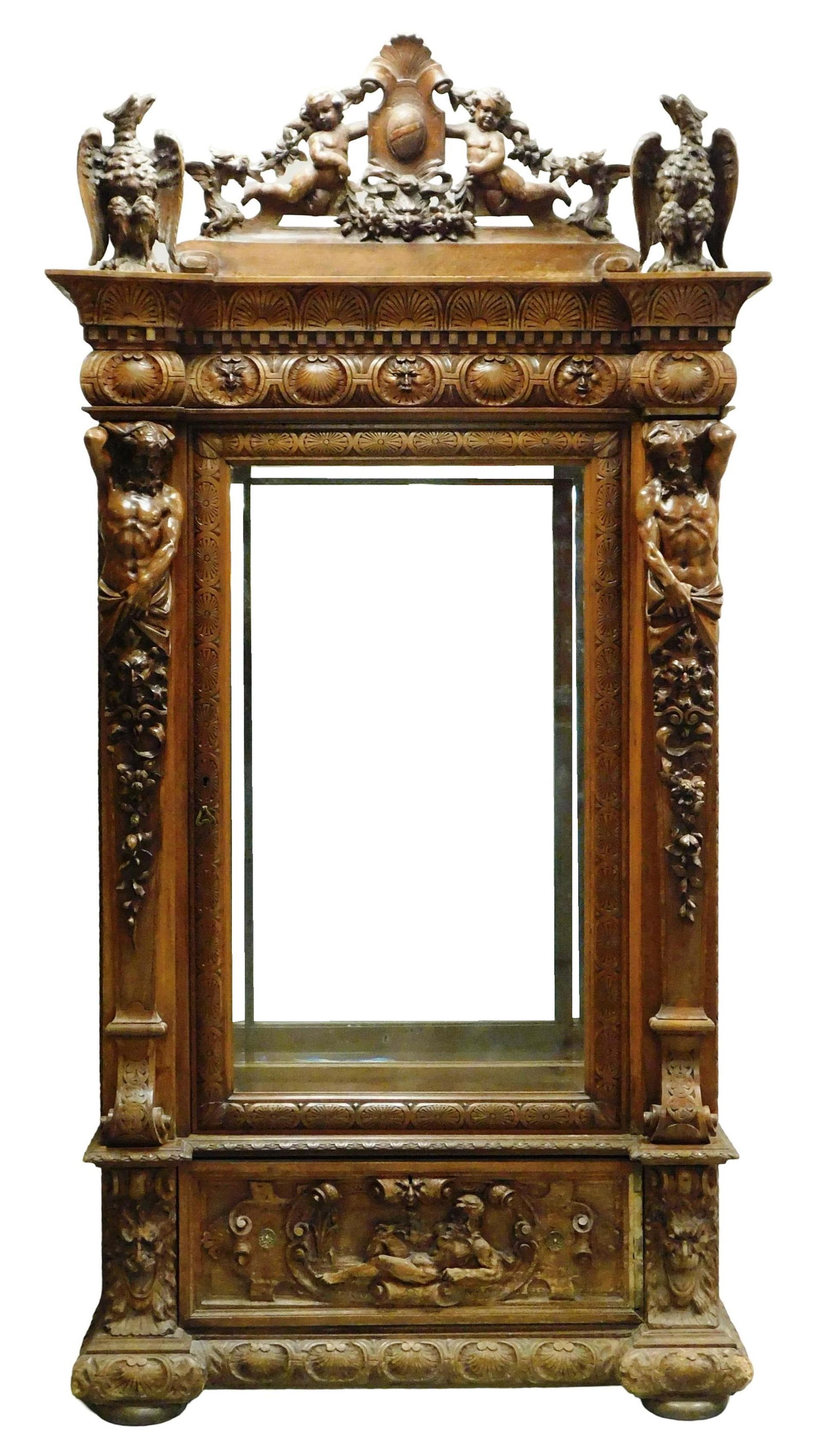 Renaissance Revival display cabinet with elaborate carved decoration, Continental, late 19th C., (1 of 4)