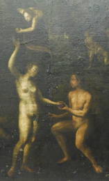 Probably Antwerp School, "Adam and Eve (Fall of Man)", 17th C., Continental, oil on canvas, depicts