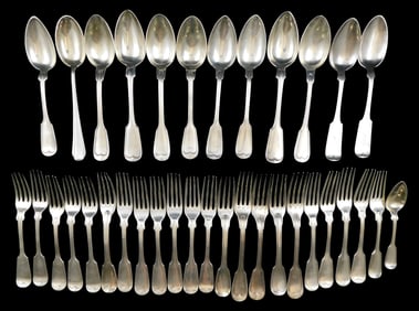 SILVERPLATE: Thirty-five pieces of flatware by various makers, some with silver-plate marks