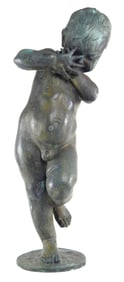 SCULPTURE: Raffaello Romanelli (Italian, 1856-1928), "Young Boy Bathing", c. 1920, bronze with