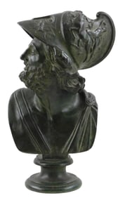 SCULPTURE: Patinated bronze bust of Ajax after Gian Lorenzo Bernini, depicts the Greek mythological