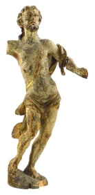 SCULPTURE: Standing figure of Christ/Saint, 18th C., Continental, carved wood with remnants of gilt