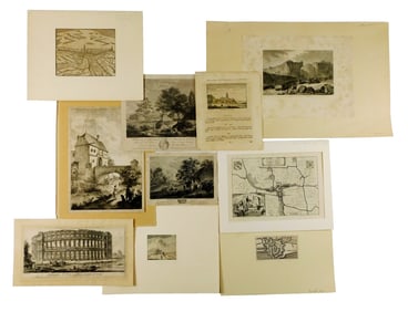 Ten etchings by Adam Frans van der Meulen and others, includes: F. R. Ingouf," Marche de Bagages",