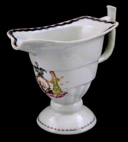 ASIAN: Armorial Chinese Export porcelain helmet pitcher, c. 1800, with arms of New York decoration